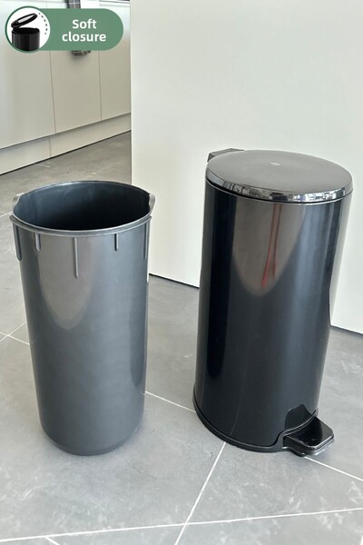 Prima Nova Cigo Pedal Bin Bathroom Kitchen Office Trash Can 20 Lt Black-Inside Black