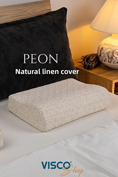 visco sleep Pernă Visco Pernă mică ergonomică Pernă ortopedică Peon Pernă cu husă din in natural 45x30x10-7 cm