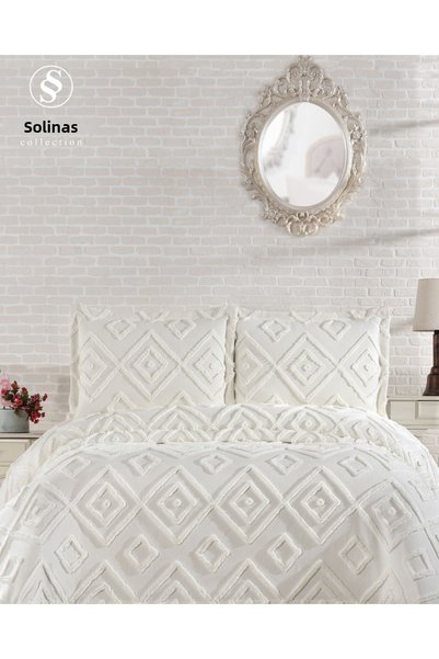 Solinas Collection Cuvertură de pat dublă subțire Larin Cream (250 cm x 260 cm)