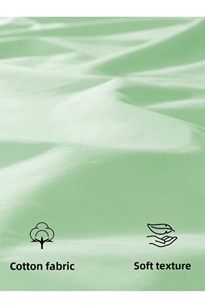 FAVORİST Green King Size Elastic Sheet Set - 180x200, 2 Pillowcases Inclus