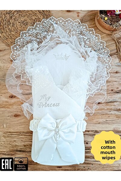 Tomuycuk بطانية طفلة إكرو - قماط دانتيل، هدية مصنوعة من القطن الطبيعي بنسبة 100%