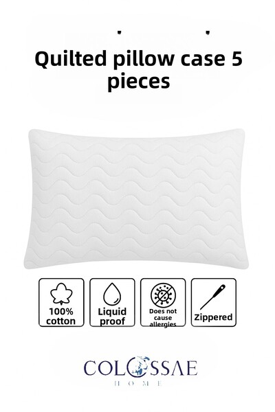 COLOSSAE HOME طقم مراتب مبطنة مكونة من 5 قطع من القطن بنسبة 100% – غطاء وسادة...