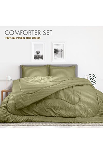 Hotel Linen Klub Stripe Comforter Set- Ultra Soft Brushed Microfiber Fabric, Soft Siliconized Fiber Filling