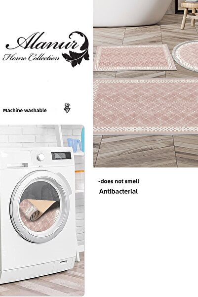 Dekoreko Digital 3-Piece Bathroom Set Star Leather Non-Slip Base Mixed Round Modern Krystalyn Powder