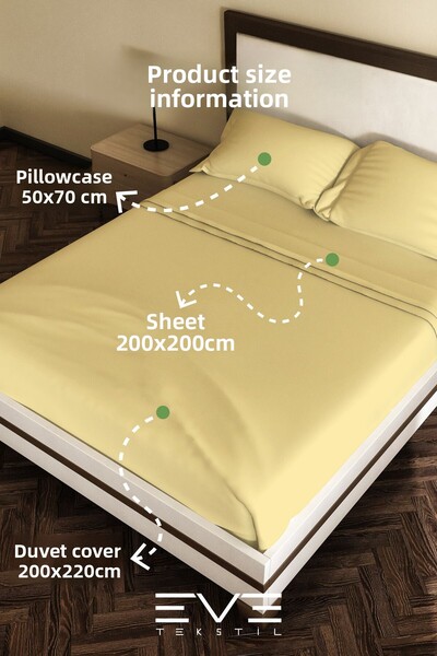 Eve Tekstil Ranforce Double Duvet Cover Set with Sheet, Pillow and Quilt Cove...