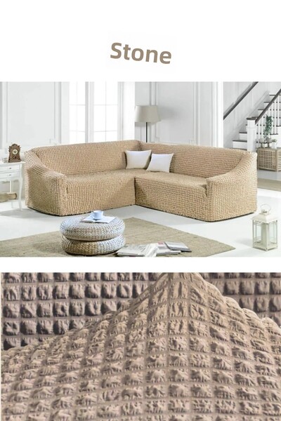 ELHOŞ BÜRÜMCÜK بدون تنورة L غطاء أريكة زاويةغطاء أريكة زاوية مرن لـ 7 أشخاصال...