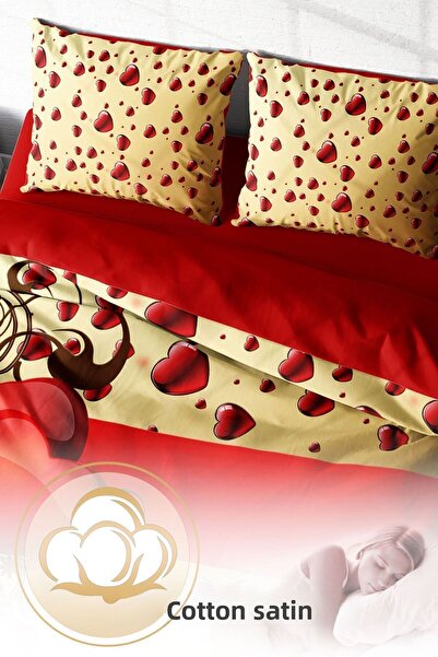 PerlaSera 3D Custom Design - Double Duvet Cover Set, Tightly Woven Cotton Satin, for Valentine's Day