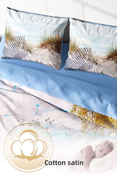 PerlaSera Τρισδιάστατο Προσαρμοσμένο Σχέδιο - Σετ Παπλωματοθήκη από Βαμβακερό Σατέν Διπλό