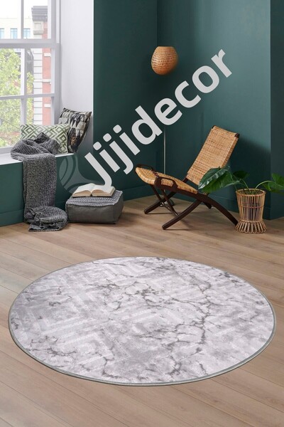 Dijidekor Gresie rotundă gri, fără franjuri, lavabil, antiderapant, covor pentru baie