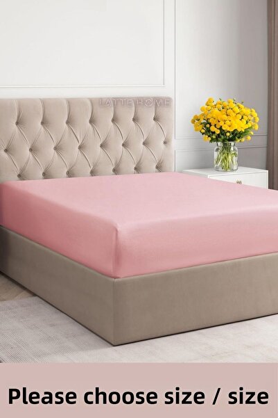 LATTE TEKSTİL Pink 100% Cotton Fitted Combed Bed Sheet - Elastic, Single-Double-Size Size