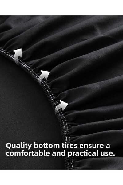 MODELHOME Black Colored 100% Cotton Combed Fabric Single/Double Fitted Sheet (7 Different Sizes)