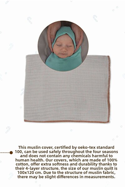 mordesign 4 Layer 100% Cotton Muslin Baby Blanket - 100X120 cm Muslin Blanket, Newborn Swaddle, Soft Series