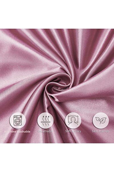 Tinybabyconcept Natural Silk Textured Cotton Satin Pillow Case Beaded Silicone Filled Pillowcase 50x135 cm Rose