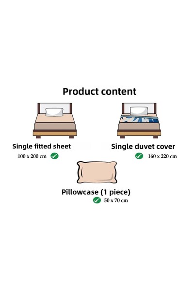 ELY PARKER Easy Iron-100x200-Single Duvet Cover Set (grey Elastic Sheet+duvet cover+bed cover) Anthracite