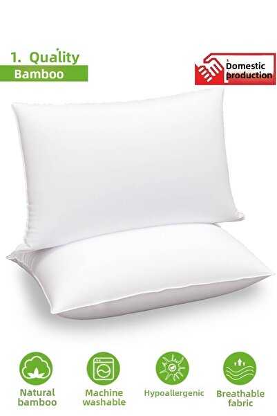 Vayomy 2 Pieces 50x70cm Bamboo Pillow - 100% Bamboo Padding, 100% Cotton Fabric
