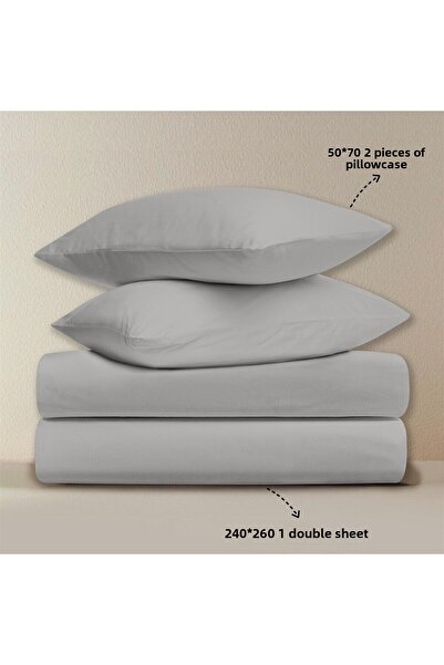 Evim 100% Cotton Akfil Flat Sheet Set Double 240X260 cm Gray