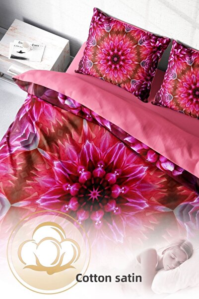 MonoHome Set cuvertură de pilota dublă din satin de bumbac Mandala 2 3d