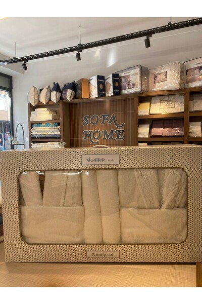 Özdilek طقم روب حمام مصنوع من القطن بنسبة 100% طقم عائلي من Özdilek Carmin Cr...