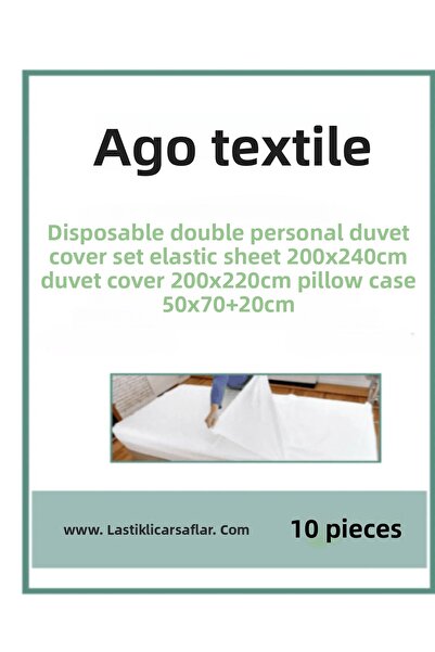 ağol tekstil طقم غطاء لحاف مزدوج – طقم من 10 قطع |   طقم سرير صحي مع ملاءات م...