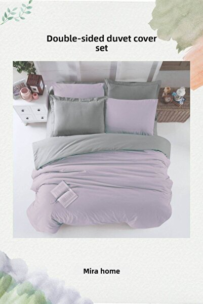 Mira Home طقم سرير مزدوج من القطن مع ملاءات مطاطية على الوجهين