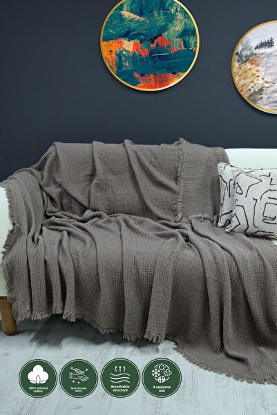 OTEXSA أريكة موسلين مزدوجة الجوانب مكونة من 4 طبقات - غطاء سرير أريكة (200 × ...