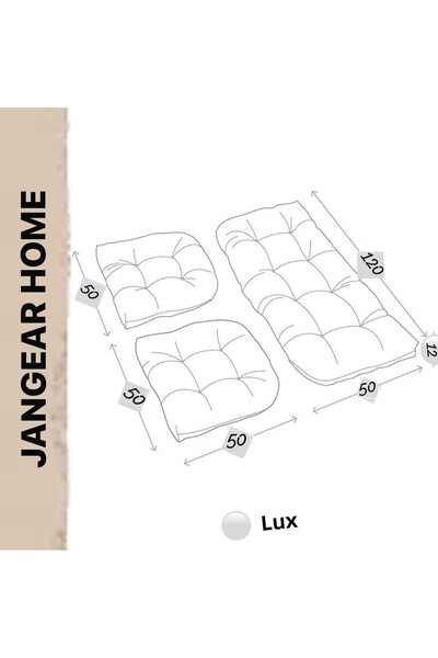 JANGEAR Luxury Balcony Rattan Pouf Lotus Set Cushion Terrace 3 Piece 120X50Cm 50X50Cm