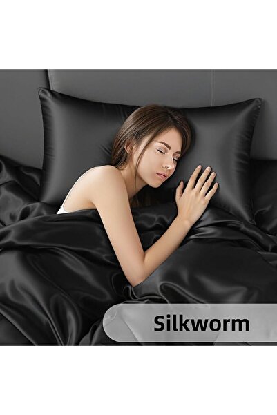 silkworm Life, Μαύρη Μαξιλαροθήκη 100% Μεταξωτό (50 cm -70 cm)