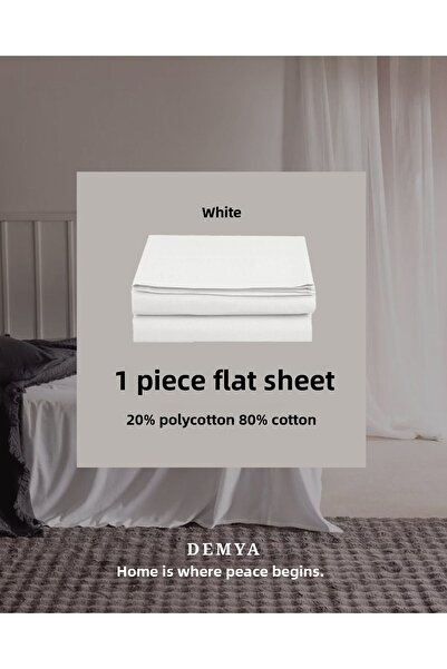 Demya Home Cearşaf de pat alb de hotel simplu din bumbac 160x240 Cm