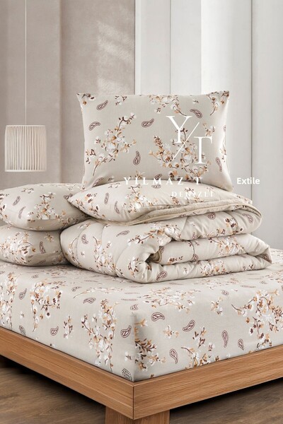 Home Double Welsoft Comforter Sleep Set Beige Ethnic | With Fitted Sheet | Dowry Set | Dowry Set