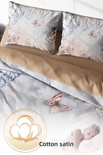 PerlaSera 3D Custom Design Duvet Cover Set - Double, Tightly Woven Cotton Satin, Mariposa