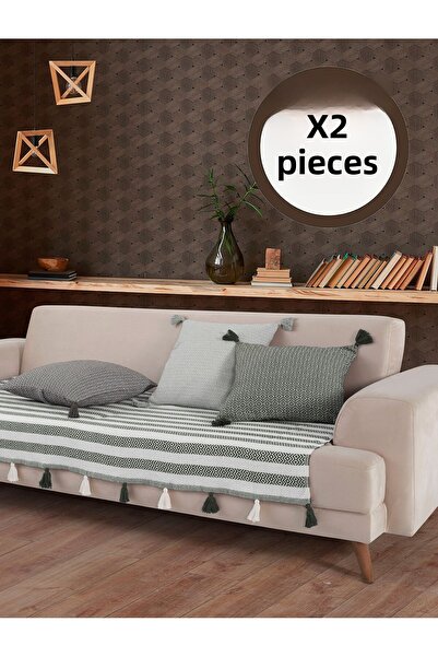 Lux Touch Liva Khaki Seat Cover - 2 Pieces 115X200 cm Tufted Sofa Divan Sofa Bed Armchair