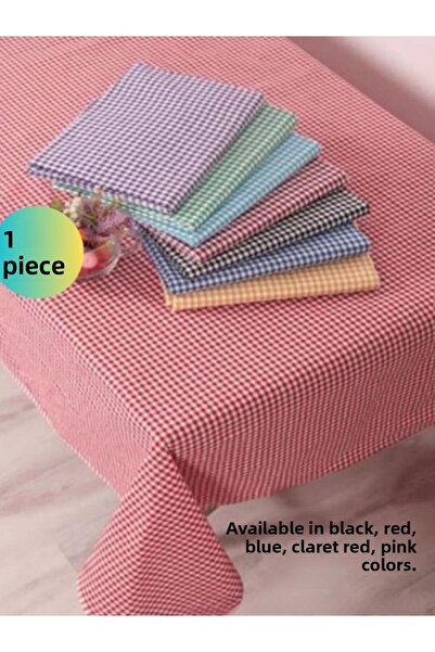 GOLDRİSE Piti Checkered Cotton Table Cloth Picnic Cloth Nostalgic Cloth 160*160 Burgundy