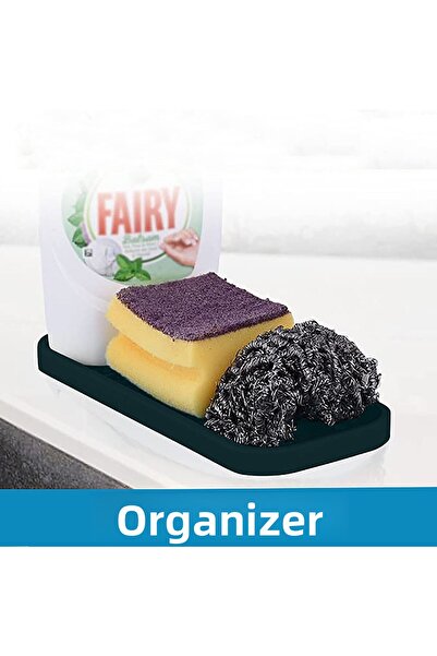 ATA HOME Silicone Soap Dish Organizer Mat, Soap Dish Base, Liquid Soap Stand Anthracite 26x10 Cm