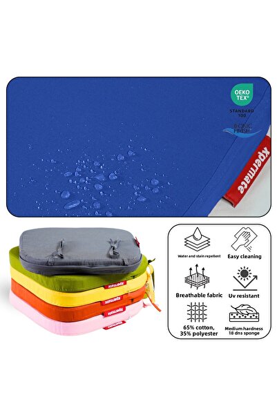 XPERMATE 2-Piece Standard Fit Oval Chair Cushion with Zipper Washable Water and Oil Repellent 42X42X5 Blue