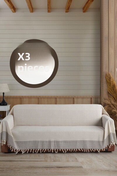 Lux Touch 3 أرائك إكرو كبيرة الحجم - غطاء أريكة مقاس 180 × 300 سم