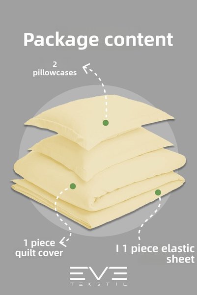 Eve Tekstil Ranforce Double Duvet Cover Set with Sheet, Pillow and Quilt Cove...