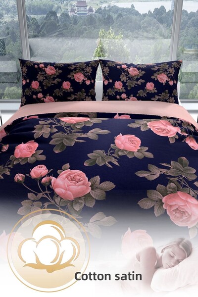 PerlaSera Noble 3d Cotton Satin Double Duvet Cover Set