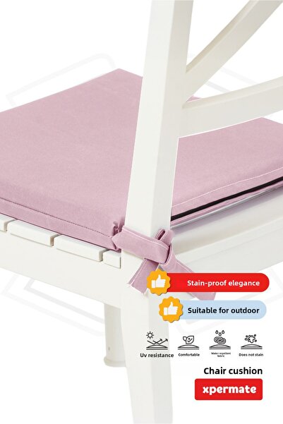 XPERMATE Zippered 6-Piece Chair Cushion Water Repellent Fabric 40X40 cm Sponge Chair Cushion Laced Pink