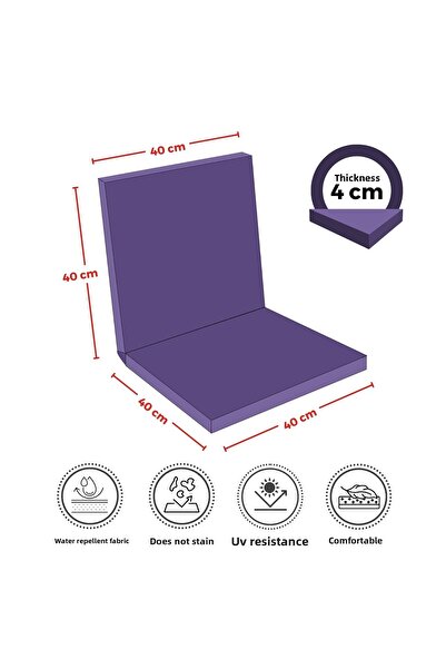 XPERMATE 2-Piece Backrest Chair Cushion Zippered 40X40 Backrest Chair Cushion Purple