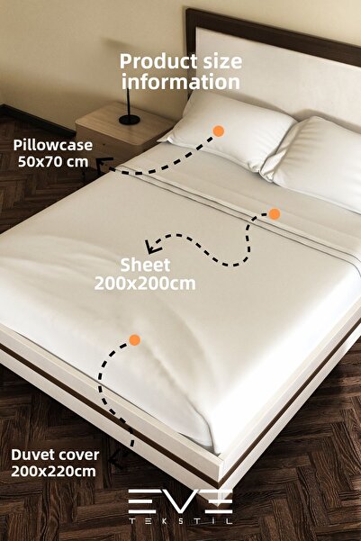 Eve Tekstil Ranforce Double Duvet Cover Set with Sheet, Pillow and Quilt Cover 200X220 cm