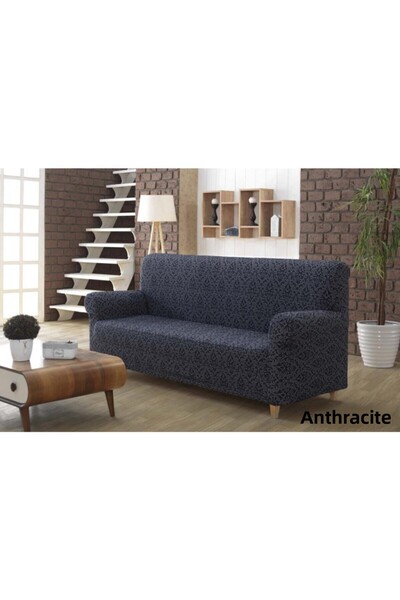 Karna Home Milano Jacquard 2 Seater Sofa Cover Anthracite