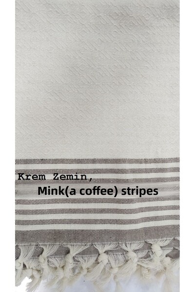 Coperta King Size Cotton Cream Ground Mink Striped Sofa Cover Set Covering the Arms 3 3 1 1