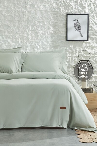 Yataş Plain Single Ranforce Washable Duvet Cover Set - Sage