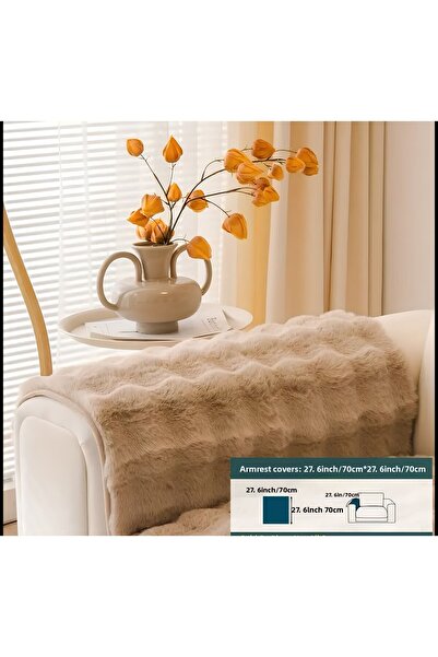 MER HOME Cotiera de pluș iepure bej - 70x70cm, model gros diamant în relief (1 buc)