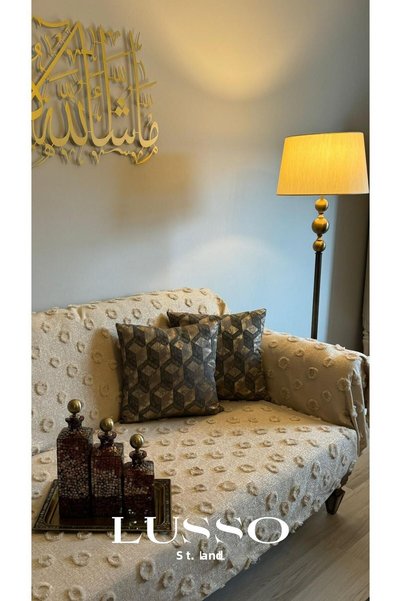 lusso stile Ponpon Sofa Cover Cappuccino 180X300