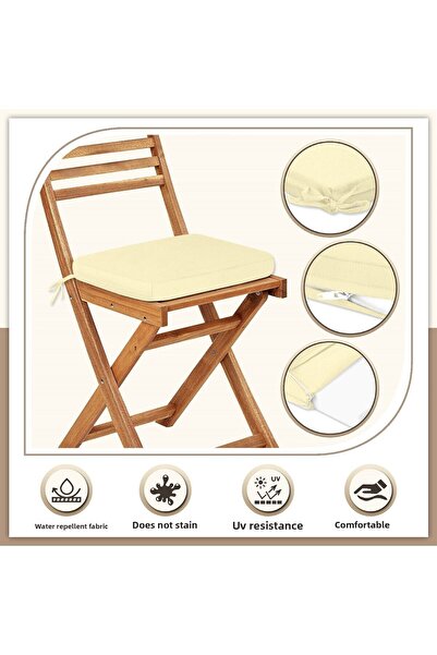 Evim Ecru Canvas Chair Cushion - Stain Resistant Zippered 40X40Cm