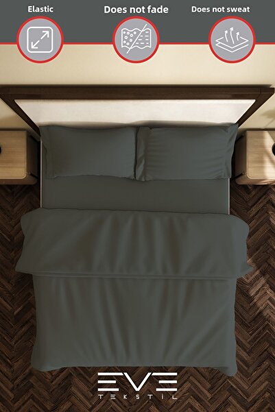 Eve Tekstil Ranforce Double Duvet Cover Set with Sheet, Pillow and Quilt Cover 200X220 cm