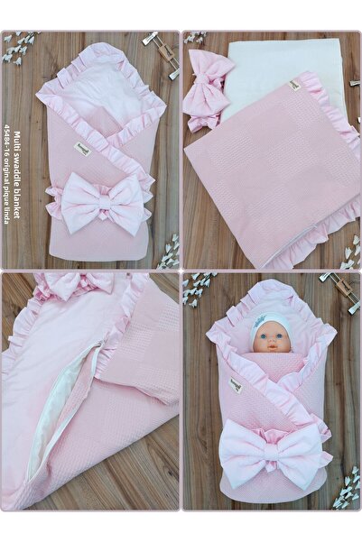 Tomuycuk Pique Baby Blanket - 100% Cotton, Removable Inner Fiber, Newborn Hospital Exit