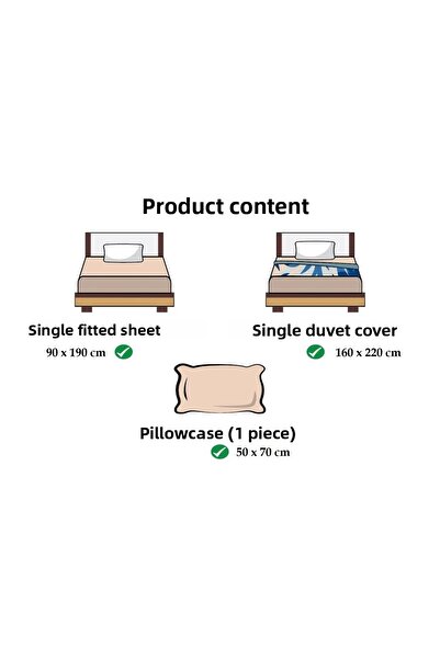 ELY PARKER Easy Iron Single Duvet Cover Set (90x190 Black Elastic Sheet+Quilt Cover+High Cover) White