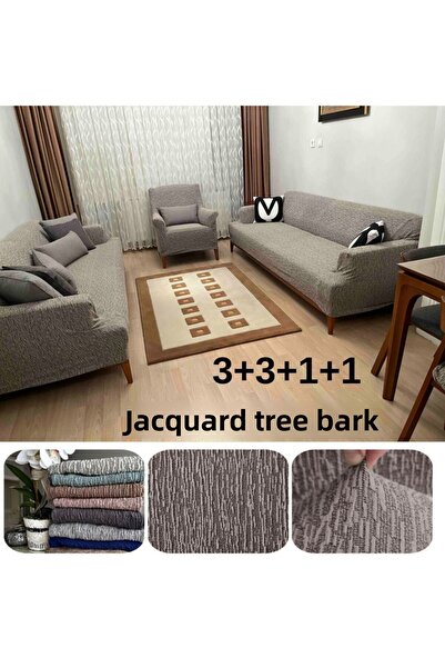 Hantaj husă de scaun jacquard 3+3+1+1, set de huse de scaun cu blat antiderap...
